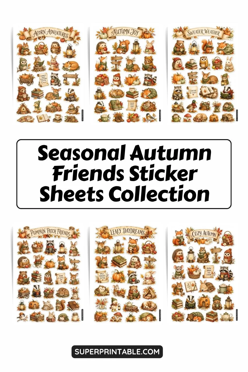Seasonal Autumn Friends Sticker Sheets Collection Pinterest Image