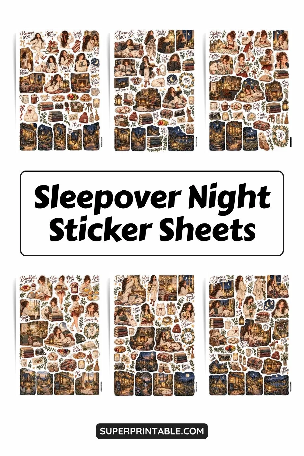 Sleepover Night Sticker Sheets Collection Pinterest Image