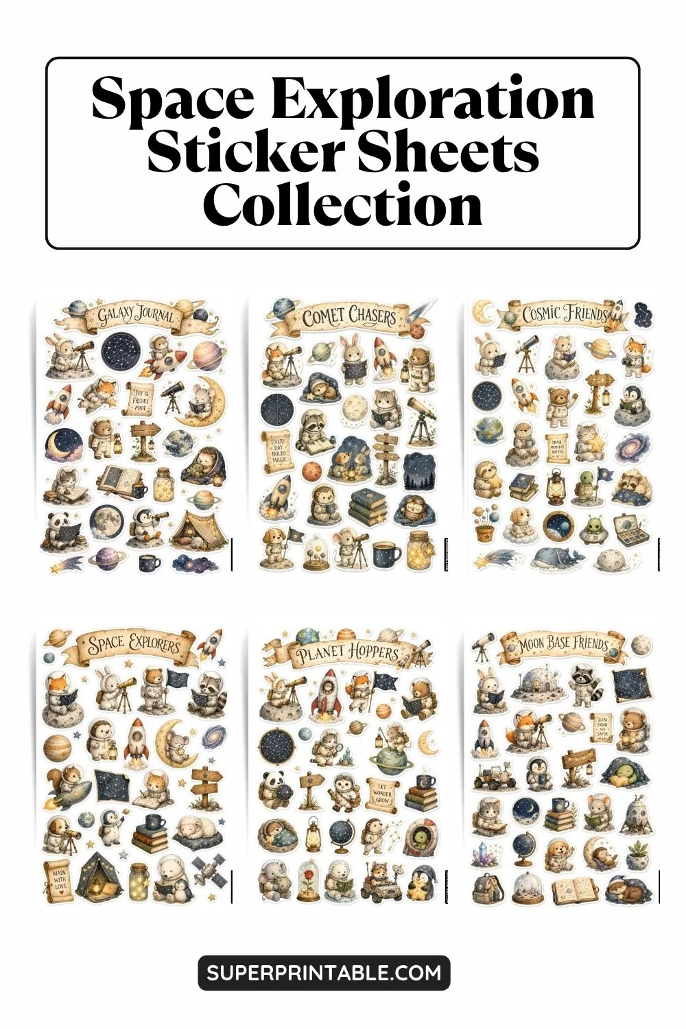 Space Exploration Sticker Sheets Collection Pinterest Image