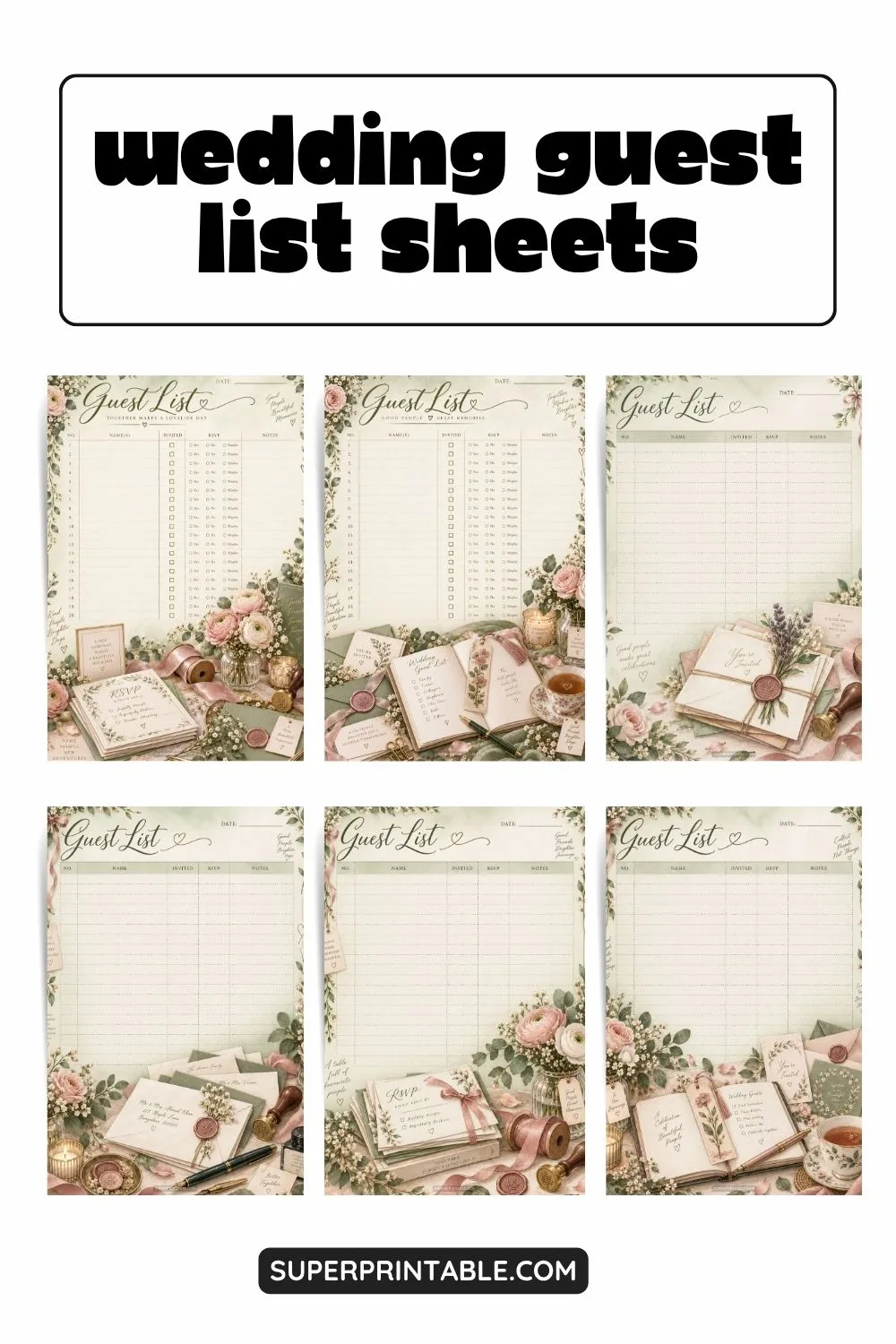 Wedding Guest List Sheets Pinterest Image