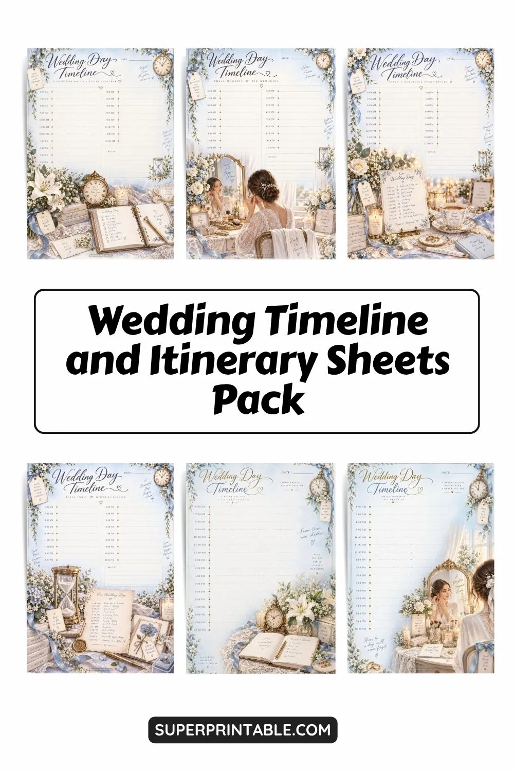 Wedding Timeline and Itinerary Sheets Pinterest Image