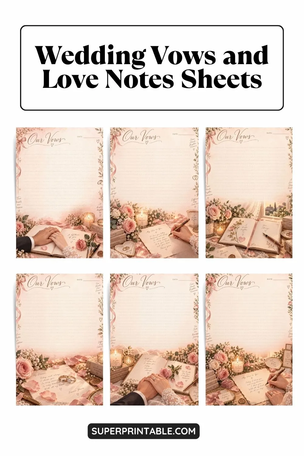 Wedding Vows and Love Notes Sheets Pinterest Image