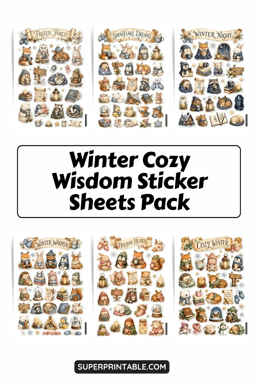 Winter Cozy Wisdom Sticker Sheets Collection Pinterest Image