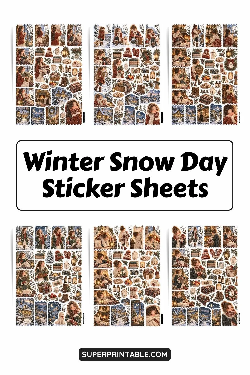 Winter Snow Day Sticker Sheets Collection Pinterest Image