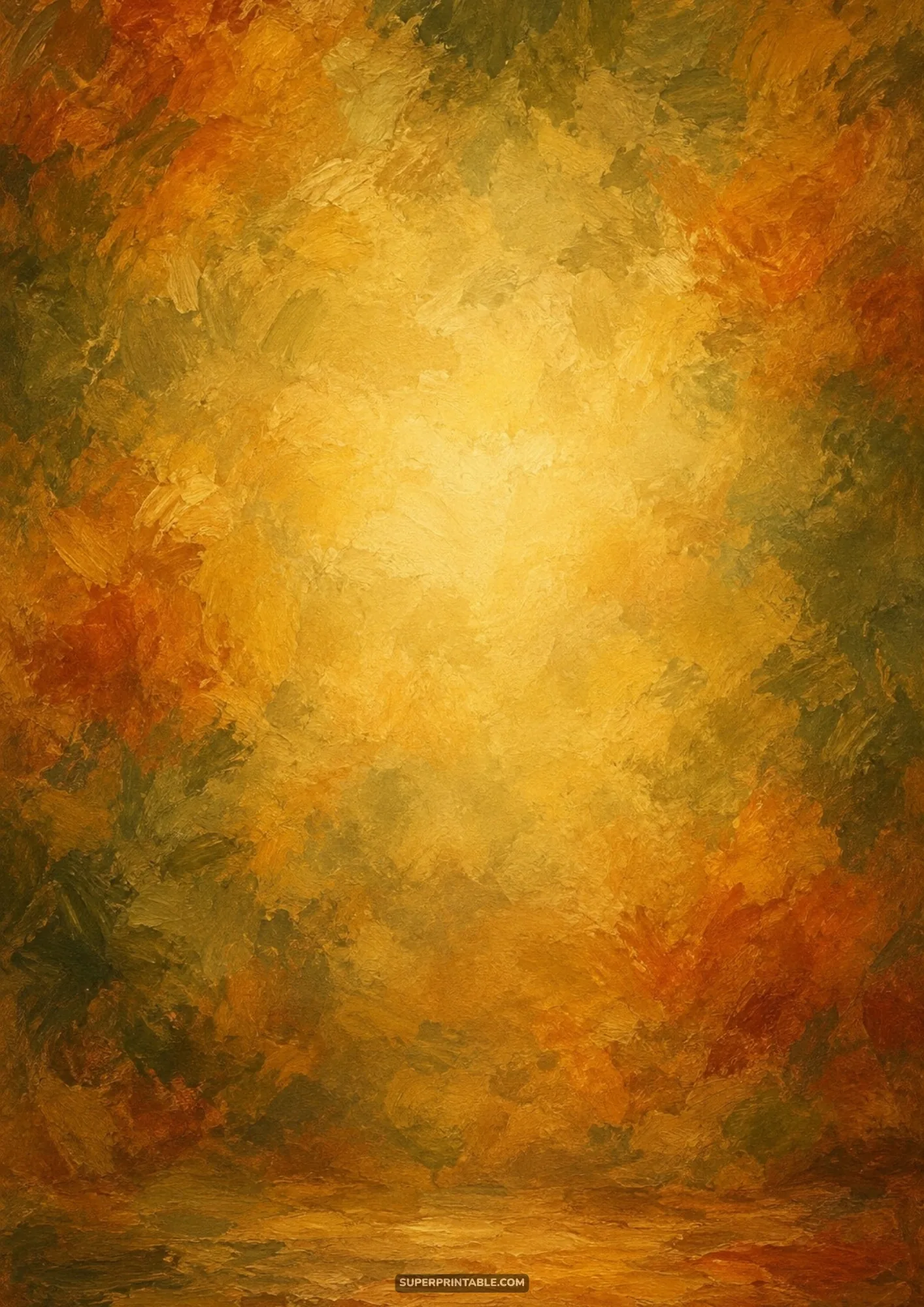 Textured fine art painterly studio background with energetic impasto oil brushstrokes in warm golden yellow and amber