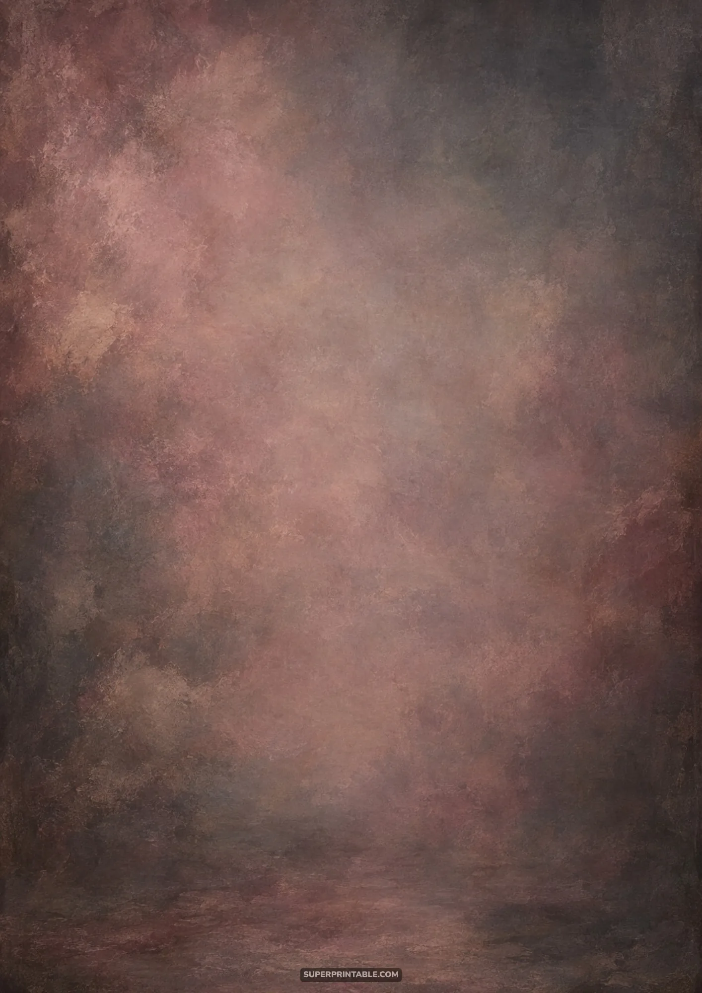 Dusty rose and vintage mauve fine art portrait background with soft painted vignette.