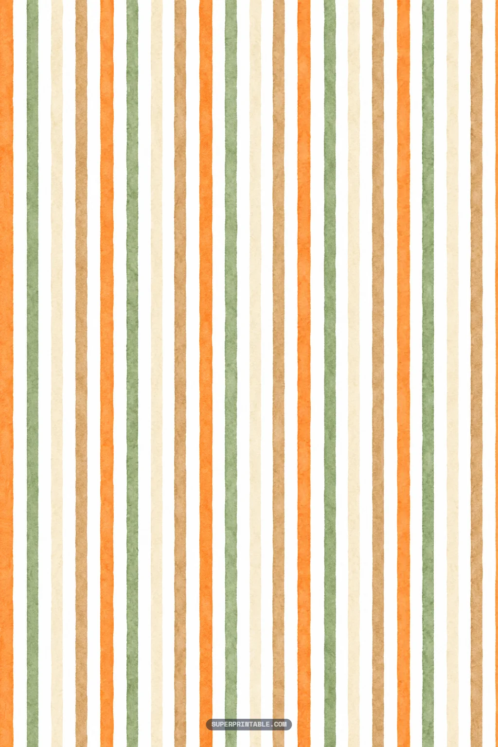 Warm autumn striped digital paper pattern with vertical orange olive green and tan watercolor bands