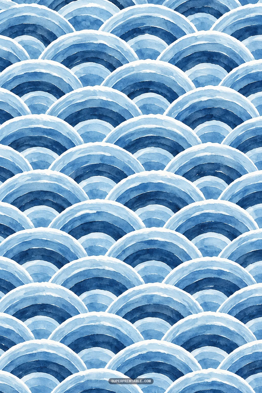 coastal nautical digital papers texture of overlapping watercolor arches evoking cresting blue waves
