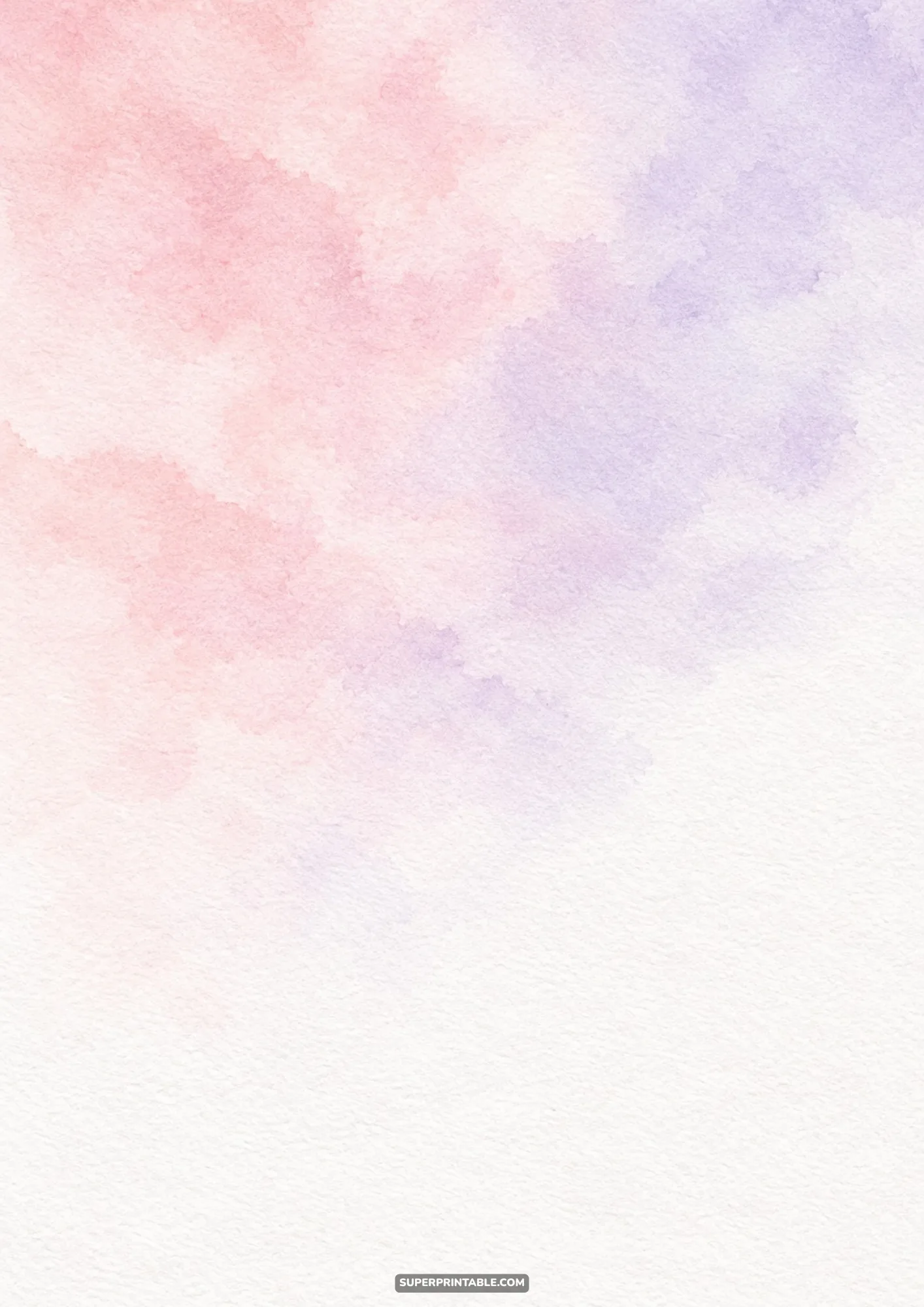Warm blush pink and pale lilac watercolor wash fading into white textured paper.