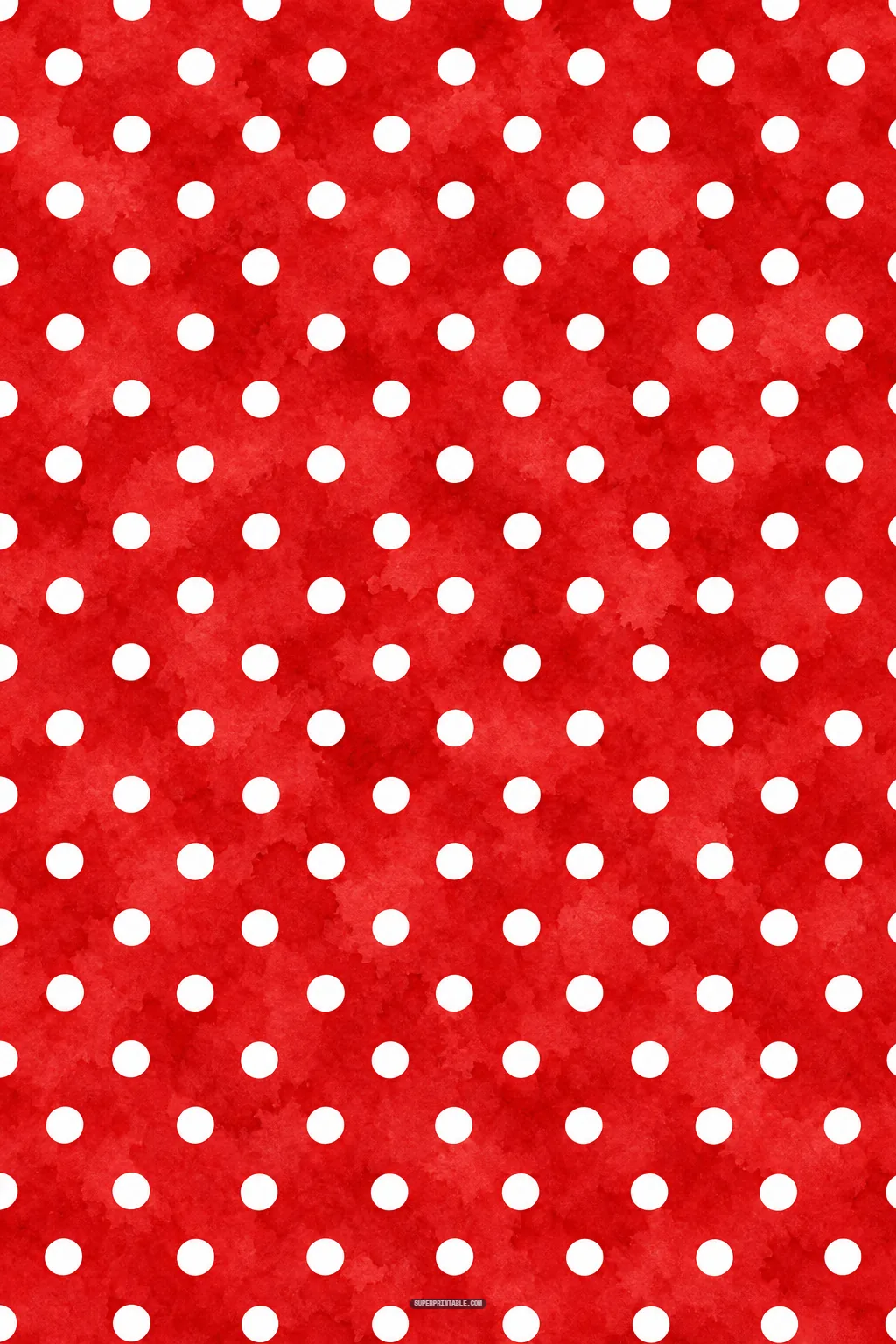 Classic crisp white polka dots set against a rich crimson watercolor background
