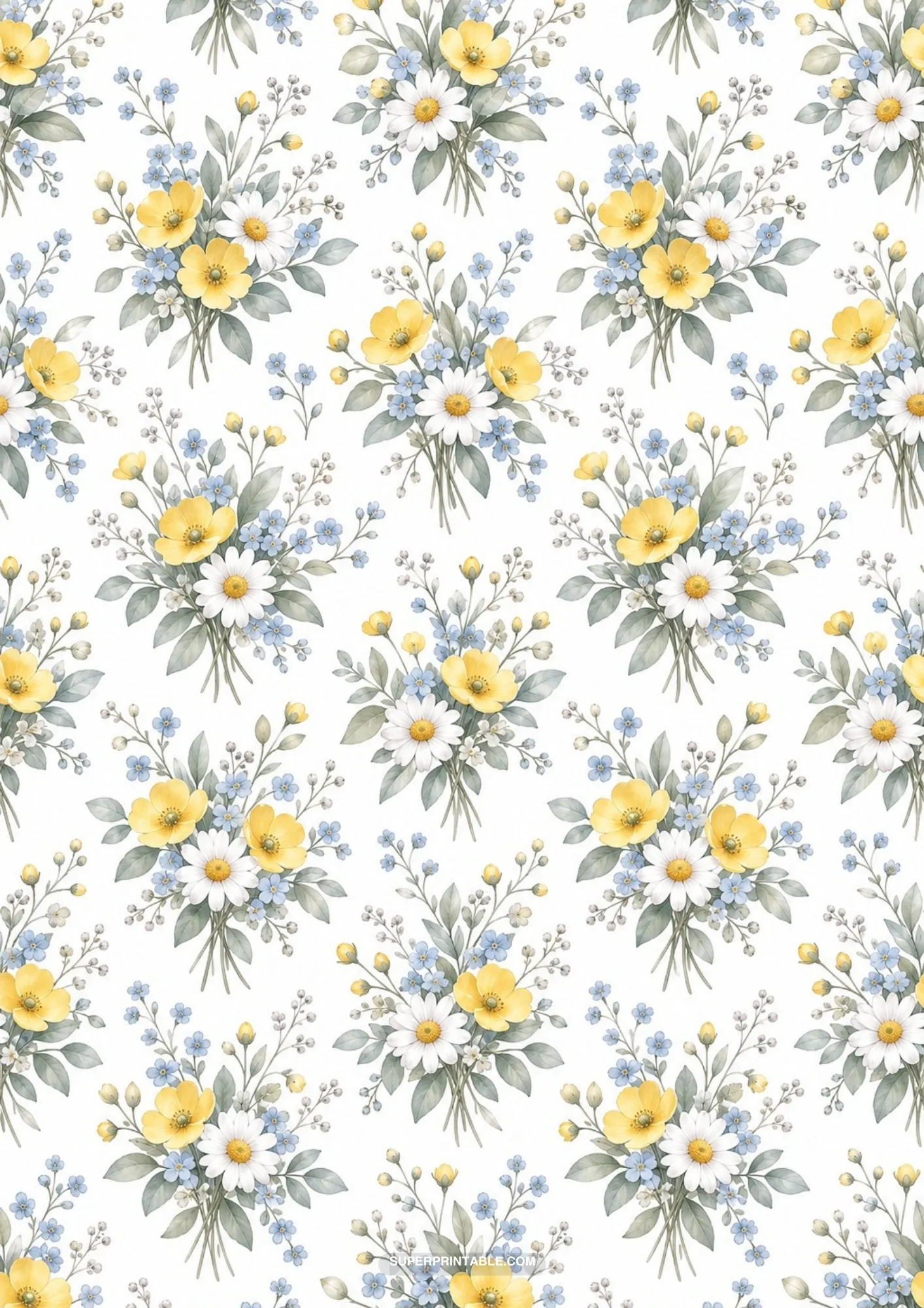 Honey powder blue papers showcasing charming wildflower tied bouquets