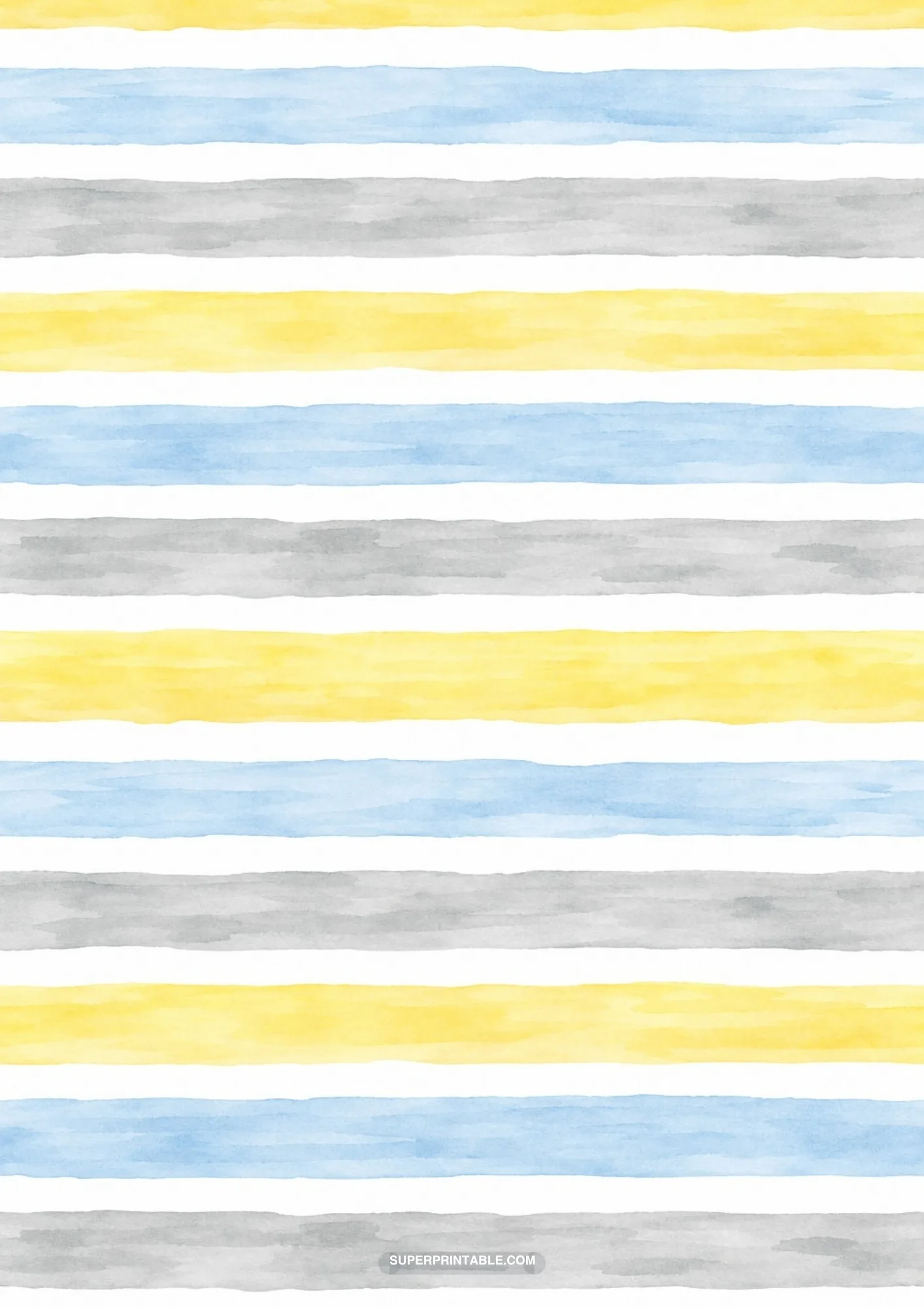 Broad horizontal watercolor wash stripes in yellow, powder blue, and muted gray