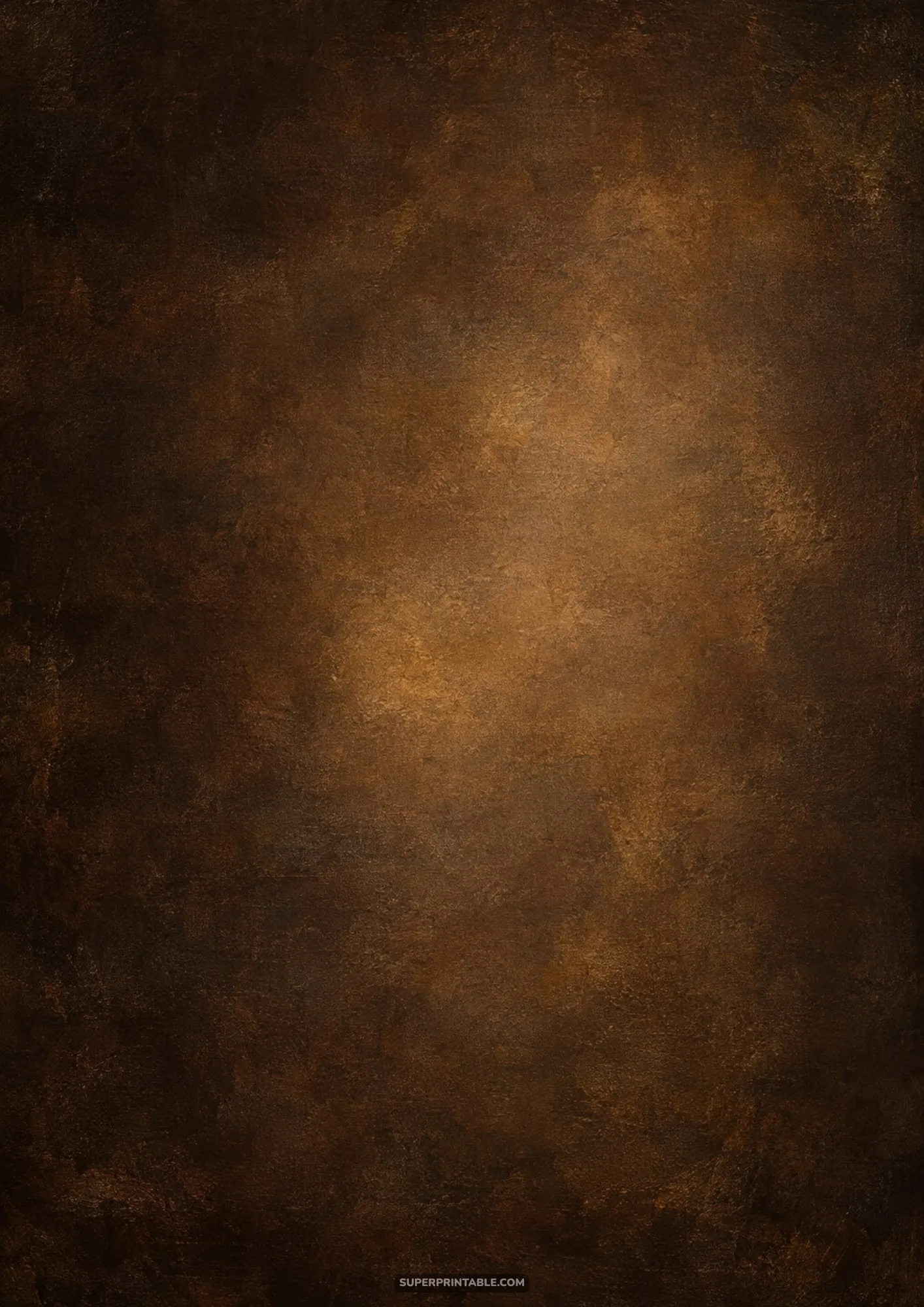 Burnished bronze and warm sepia brown painted canvas texture with center spotlight.