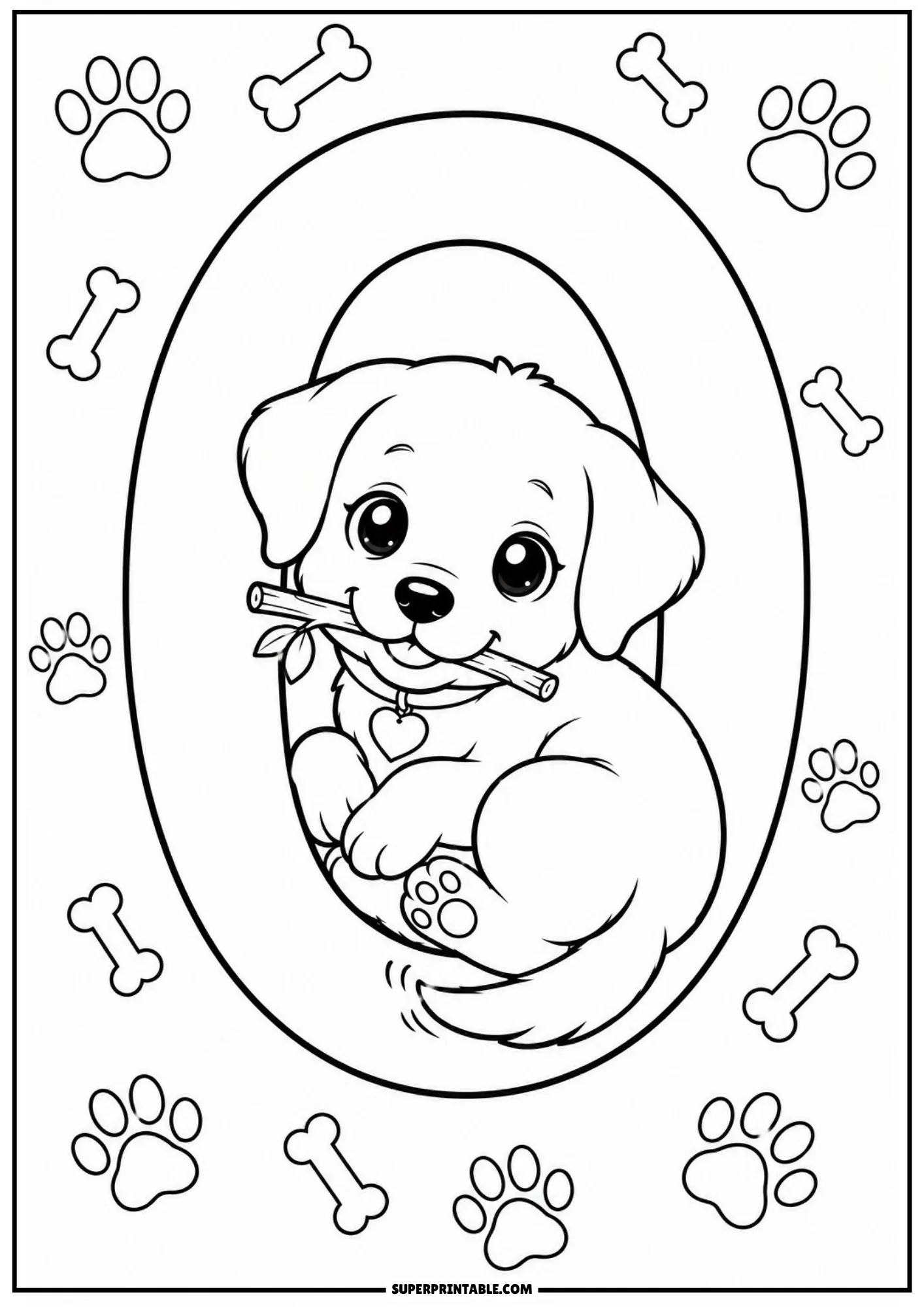 Chibi labrador numbers coloring pages sheet with puppy inside number 0