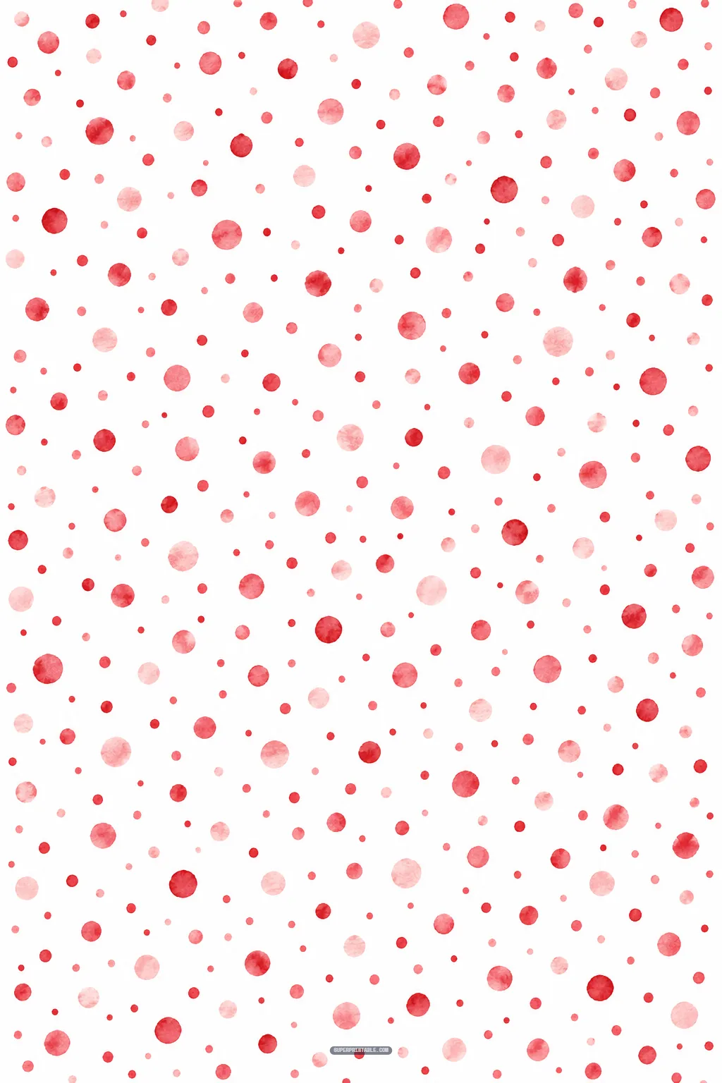 Fine red and blush pink watercolor dots scattered like celebratory confetti