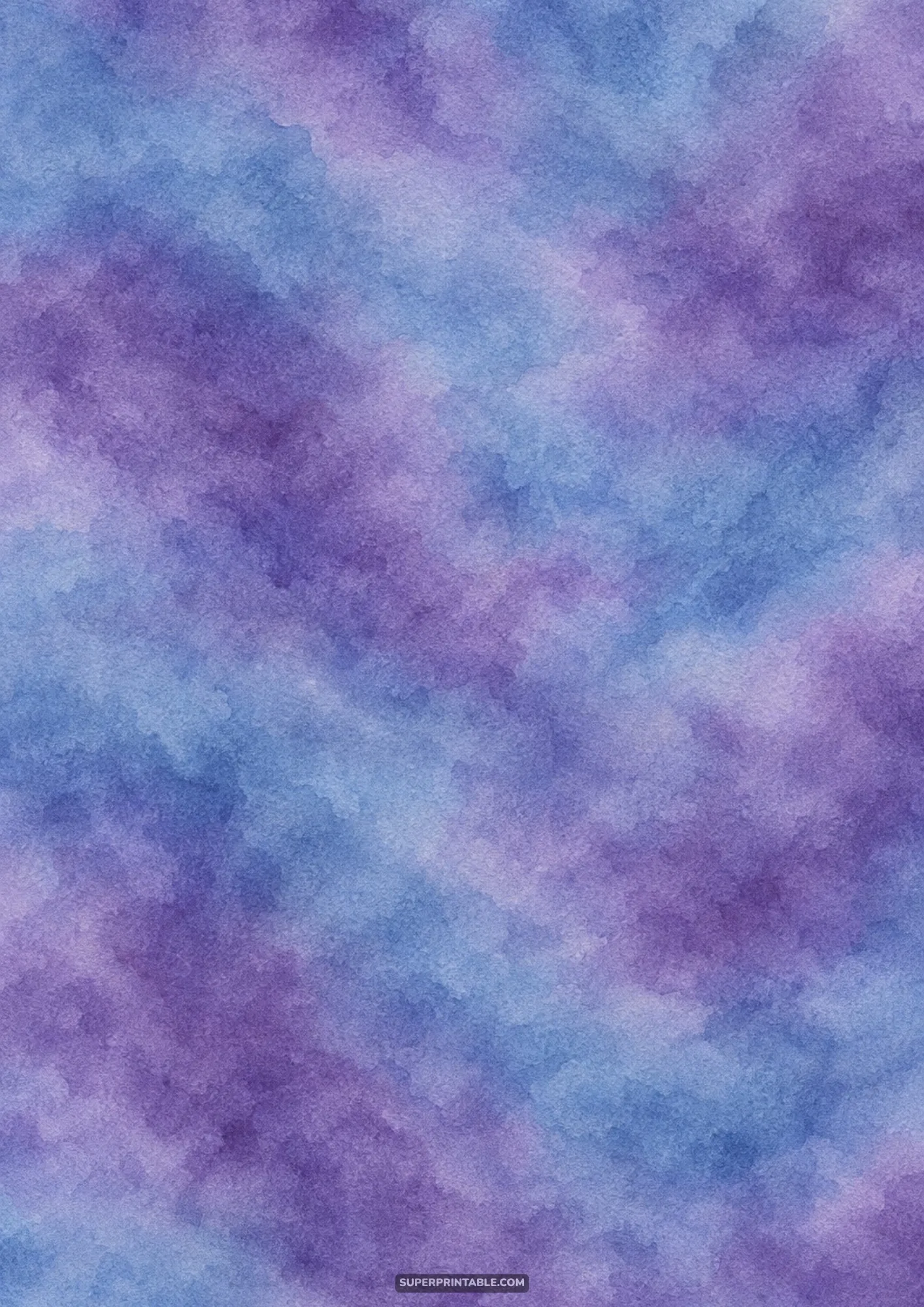 Moody periwinkle and deep violet watercolor washes with organic blooming pigment edges.