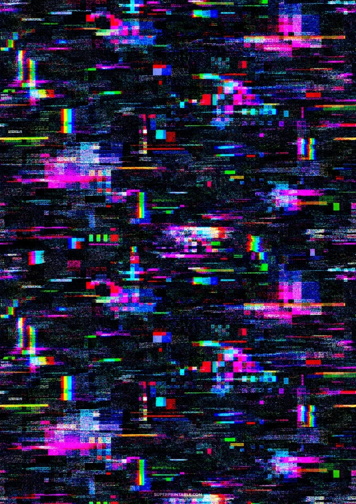 Digital glitch texture background filled with horizontal pixel noise and chromatic aberration artifacts