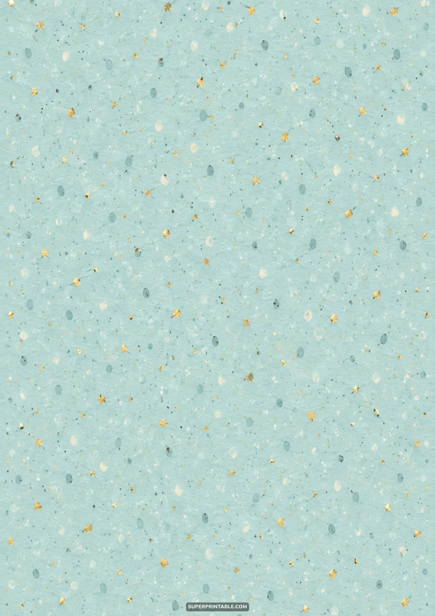 Elegant duck egg blue textured paper with shimmering gold foil speckles throughout