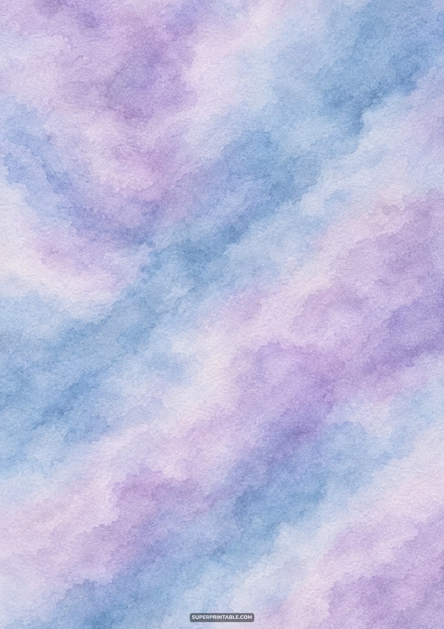 Soft dusty blue purple watercolor textures blend diagonally across textured art paper.