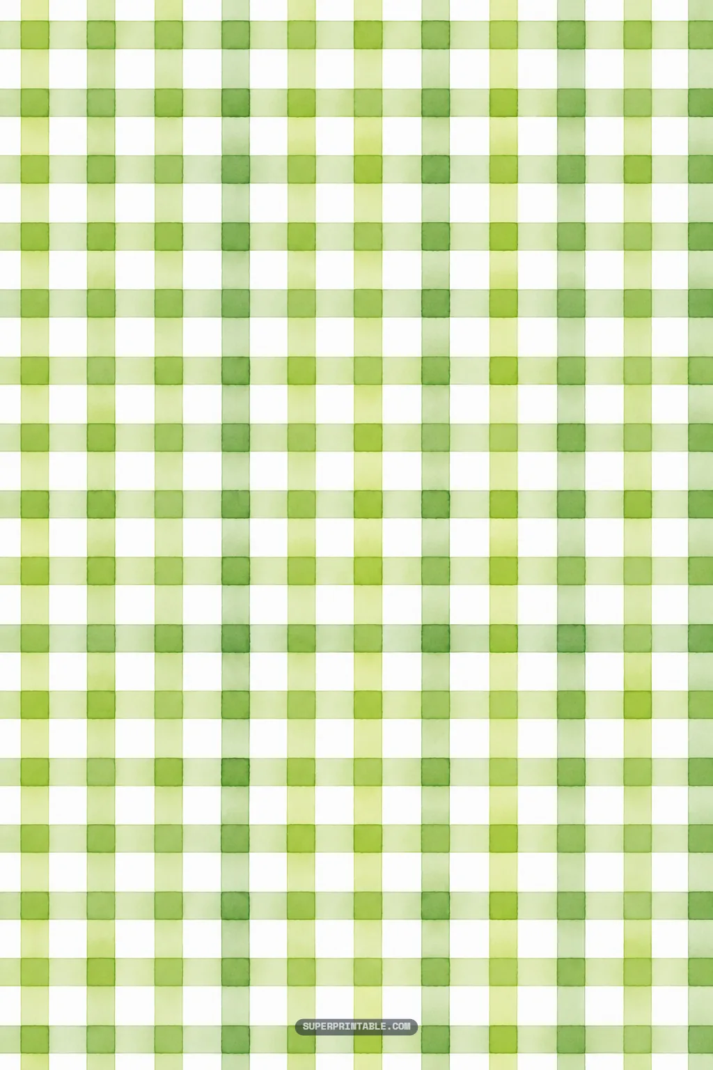 fresh watercolor gingham check pattern in sage green, lime, and white hues