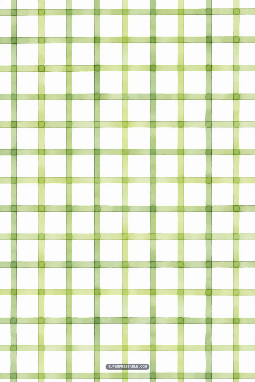 crisp watercolor windowpane grid pattern in fresh lime and olive green tones