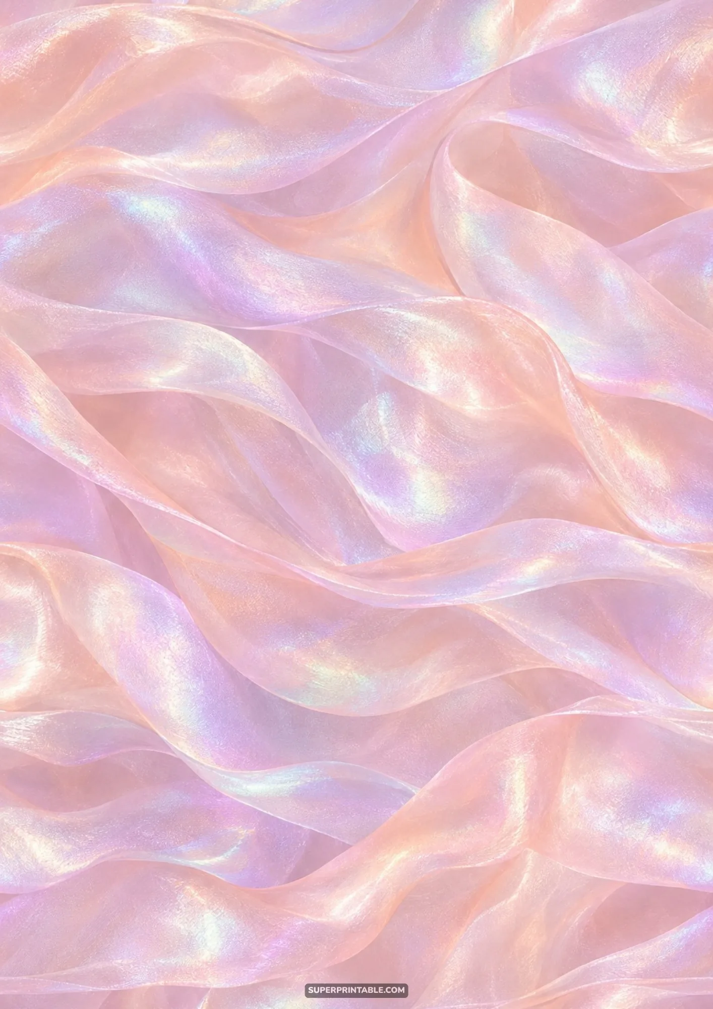 Romantic silk backgrounds with shimmering iridescent pink and lilac chiffon ribbon waves