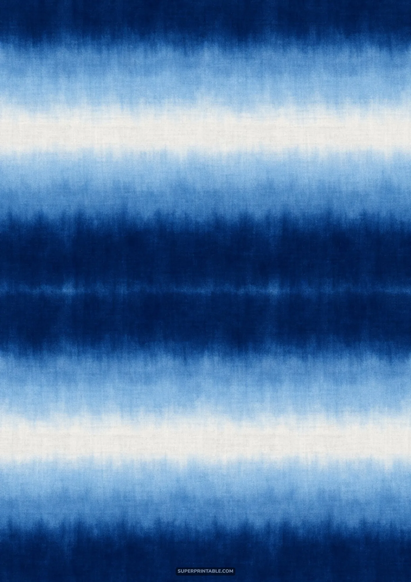 Horizontal shaded itajime shibori dip dye gradient stripes blending indigo blue into white linen
