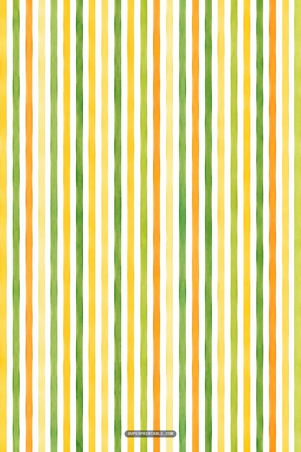 Hand-painted vertical watercolor stripes in rich mango orange, sunny yellow, and orchard green.