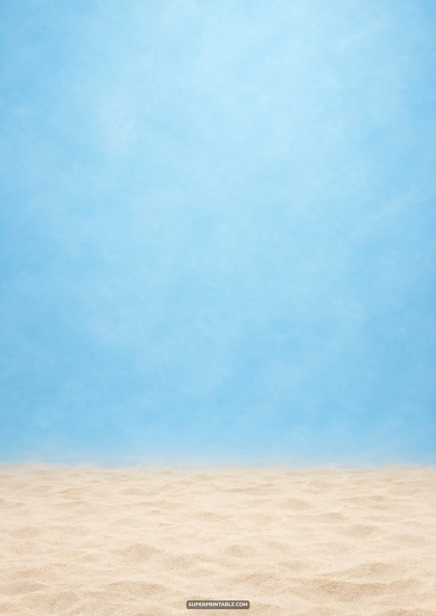 Minimalist coastal design with fine golden sand dunes beneath a soft pastel blue sky