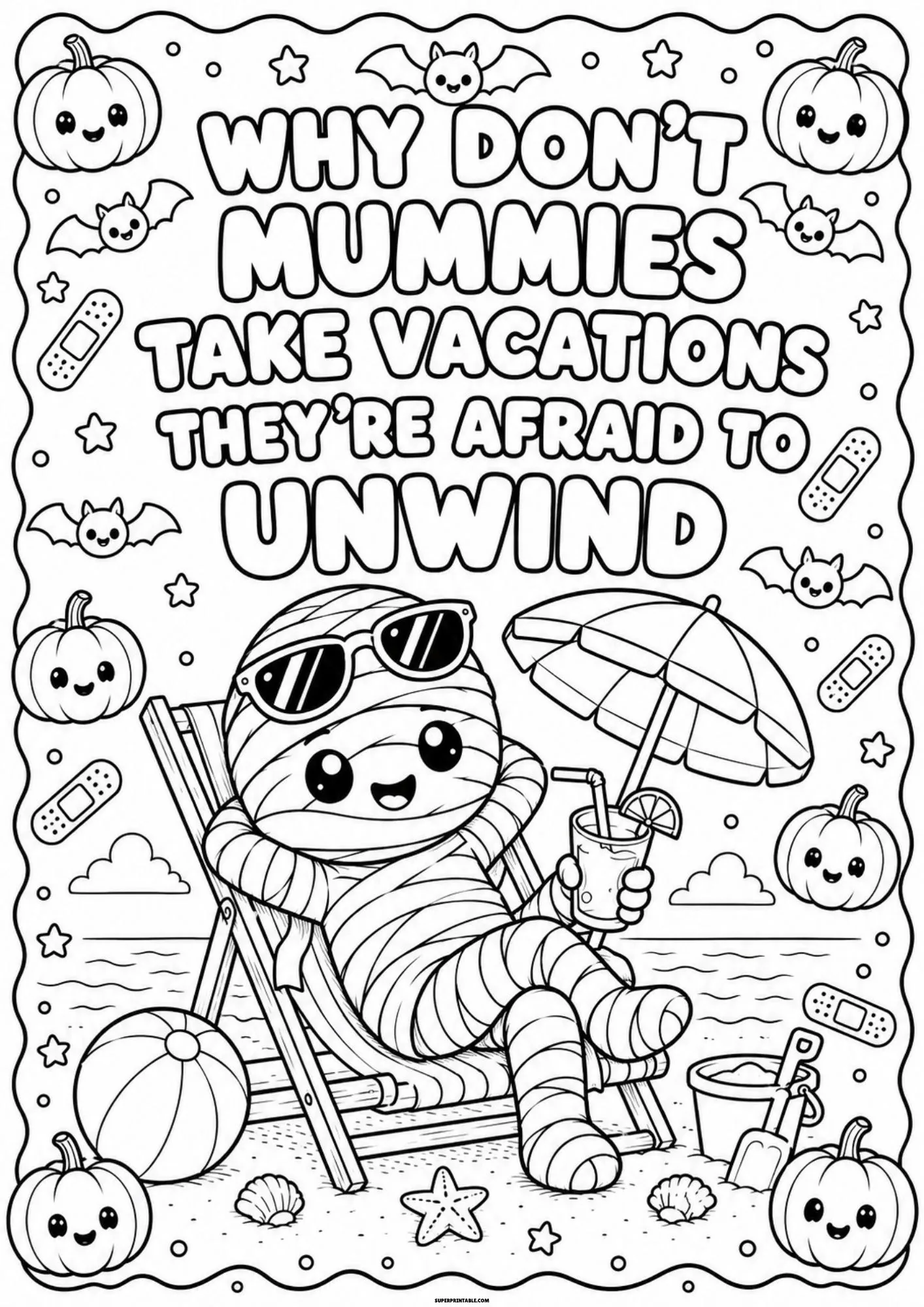 Cute mummy in sunglasses relaxing on a beach lounge chair.