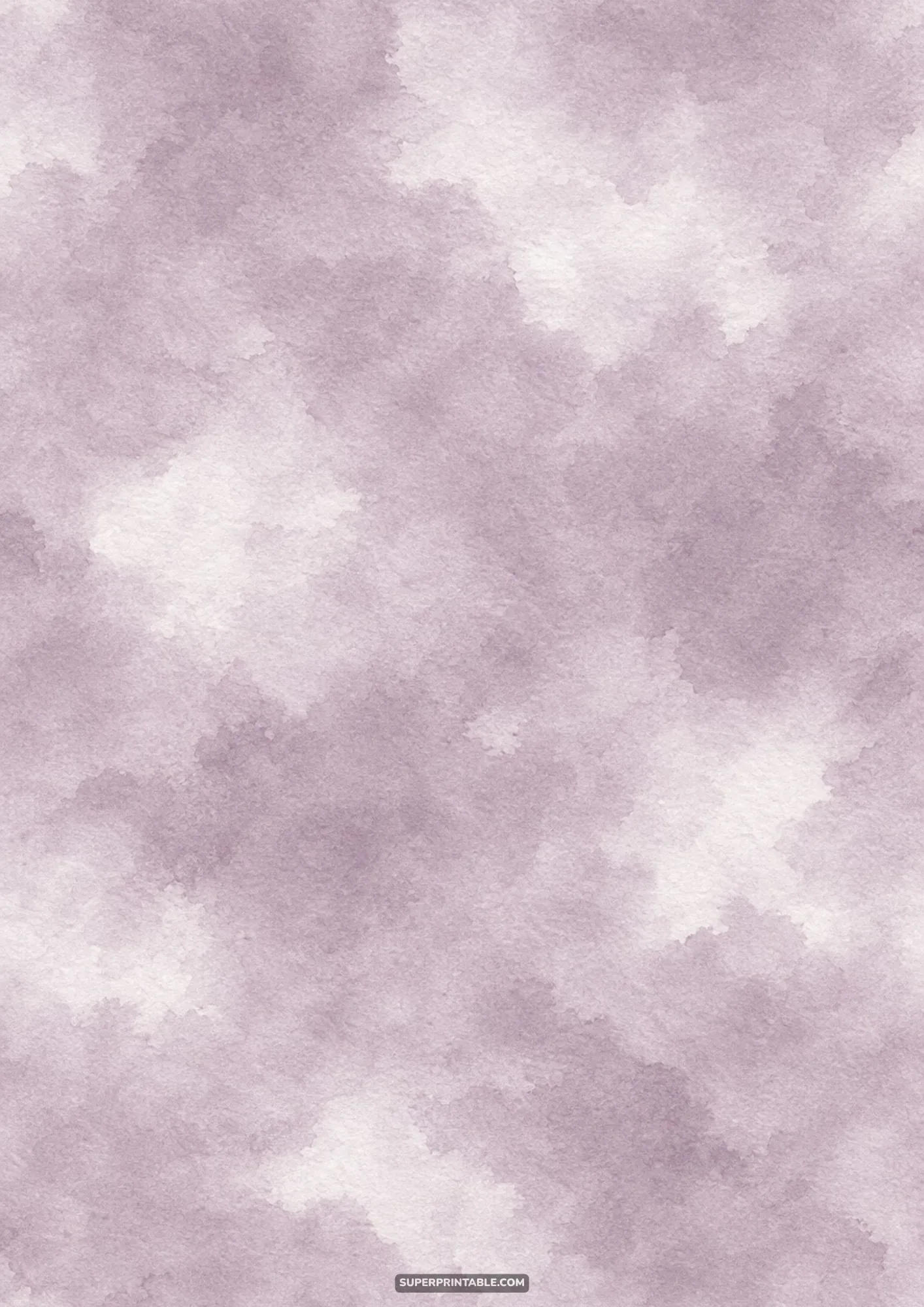Cloudy dusty mauve and pale lilac watercolor wash across cold-press paper grain.