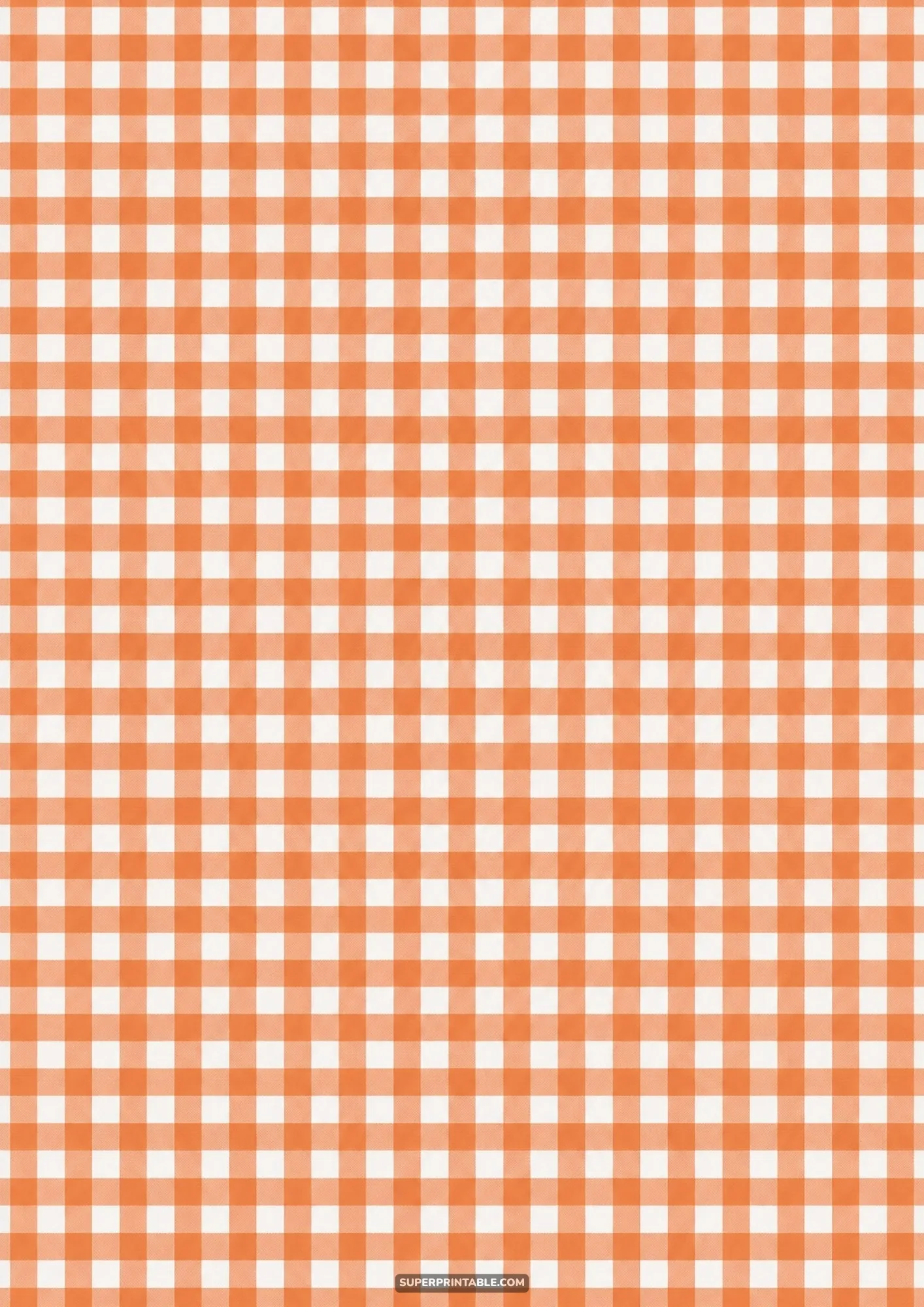 Classic orange and white gingham check pattern for seasonal paper crafts and scrapbooking