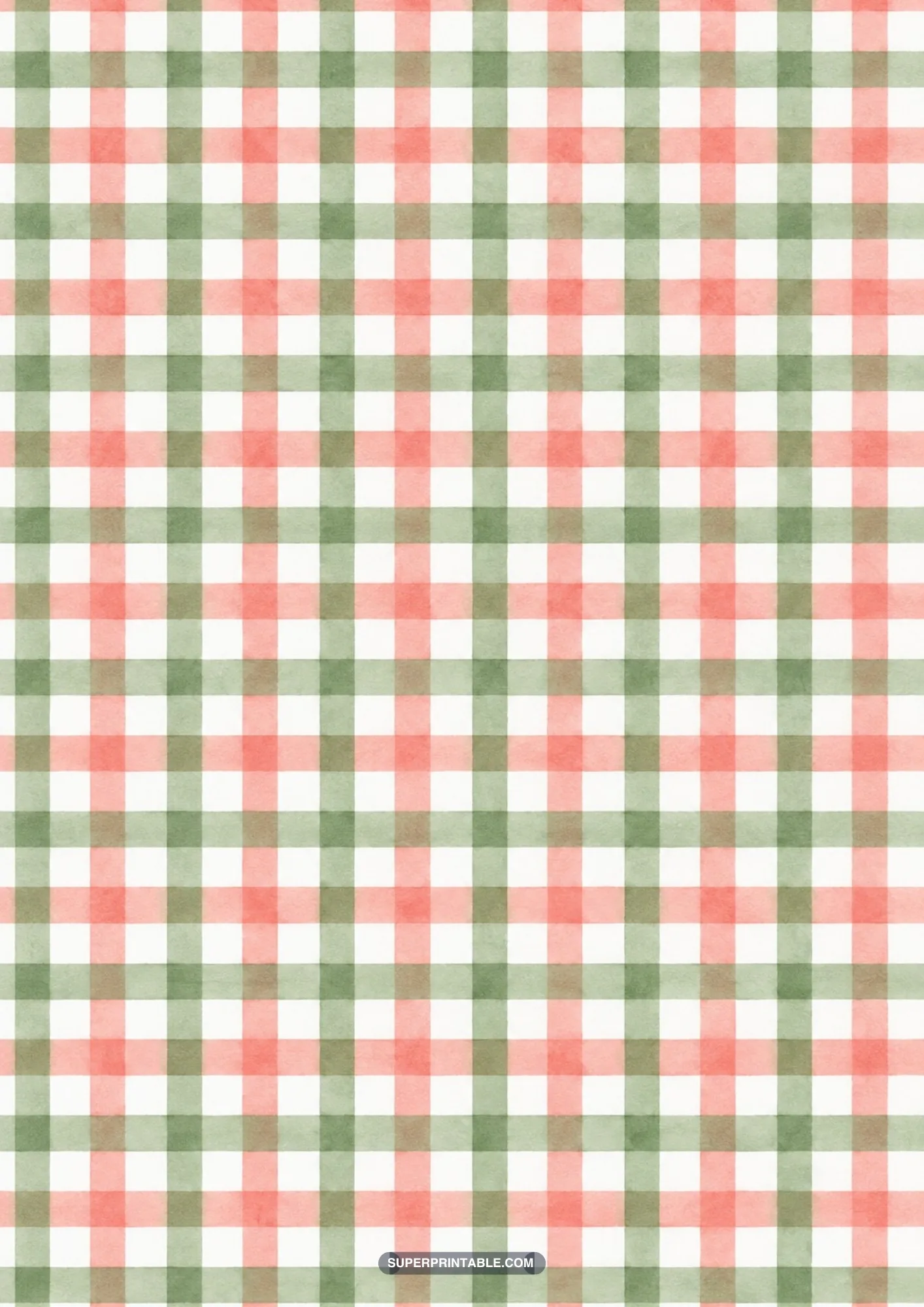Traditional woven style gingham check rendered in warm coral and muted moss tones