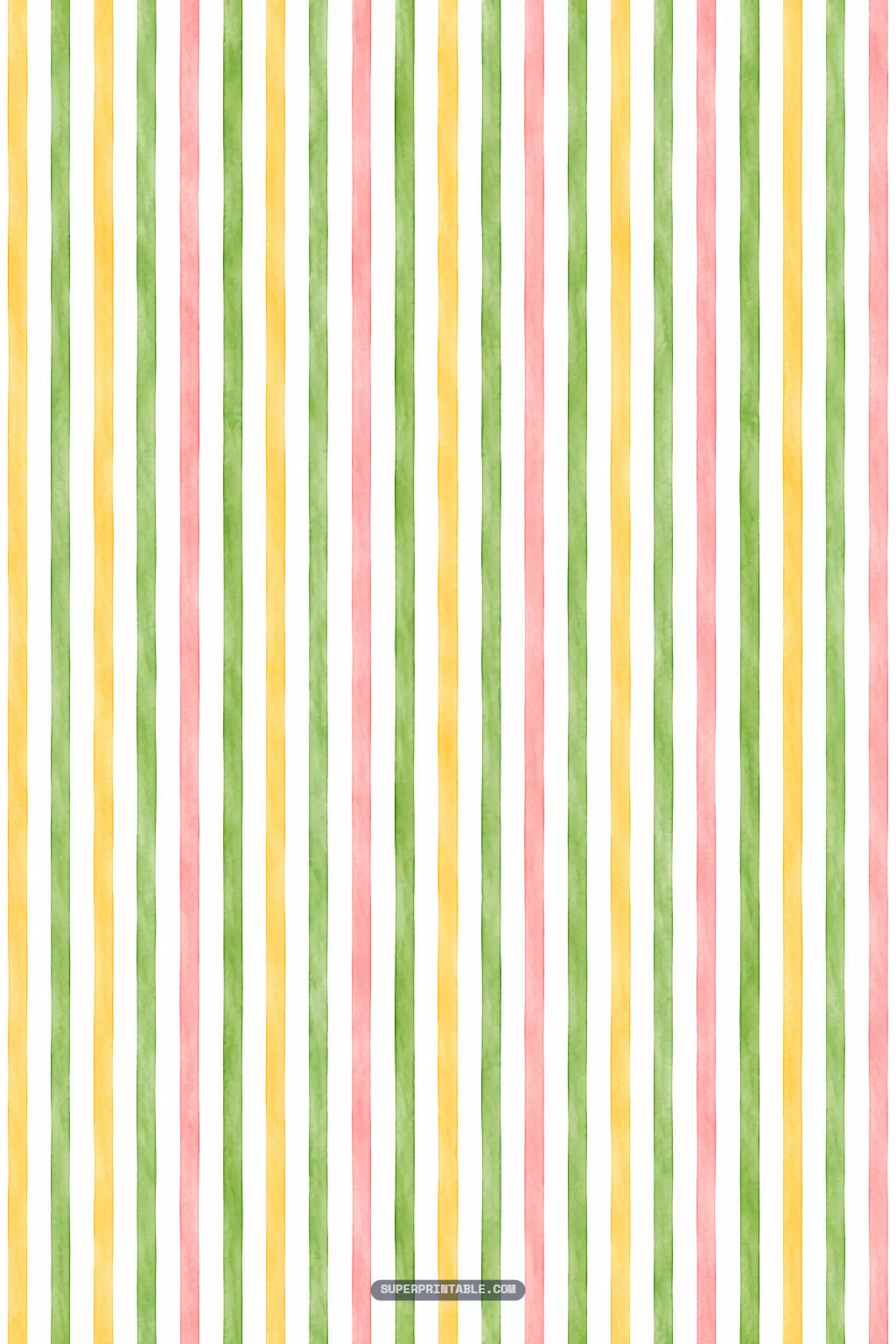 Watercolor vertical striped pattern in sage green, soft pink, and yellow hues