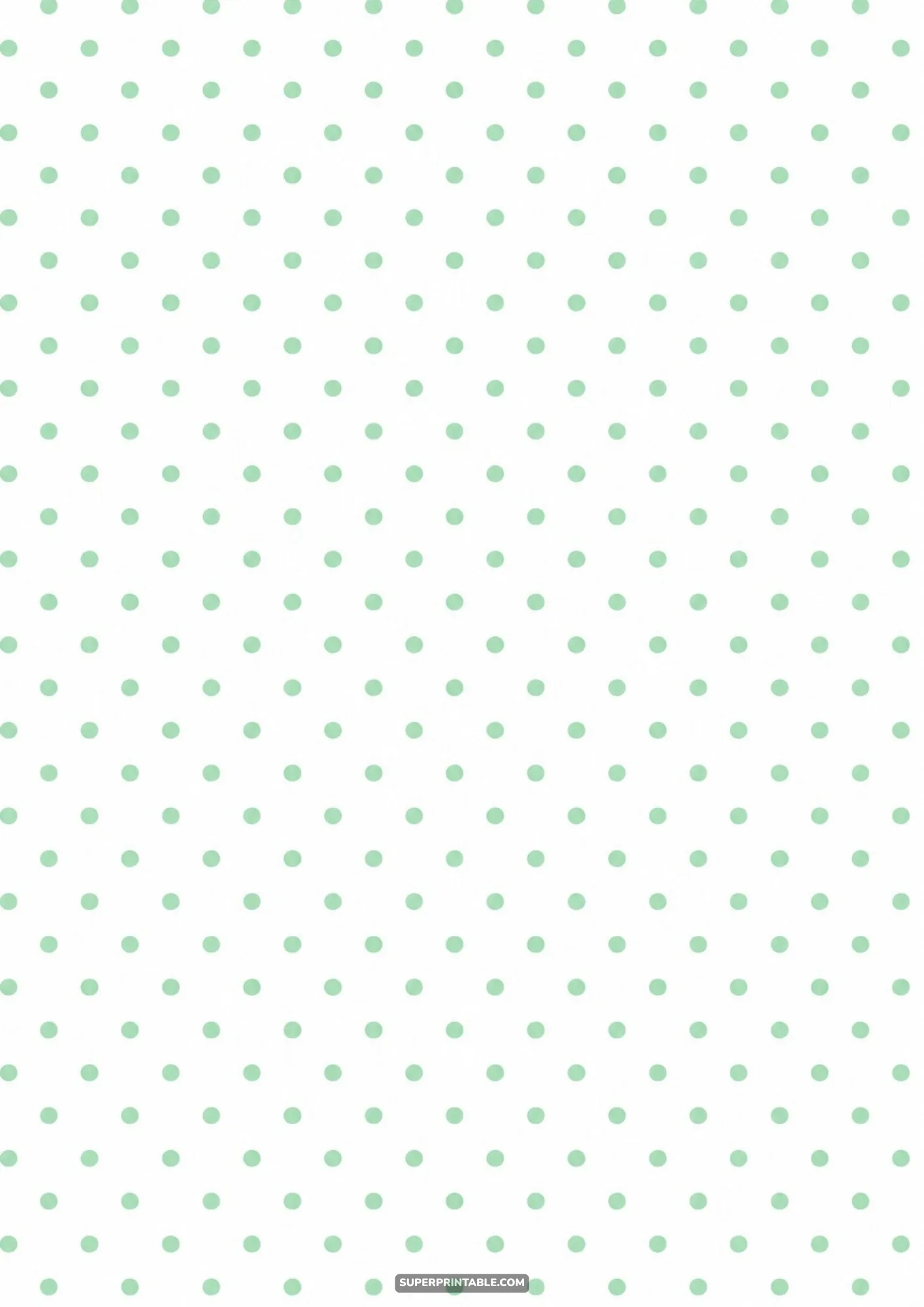 Tiny mint green polka dots arrange in neat rows across a crisp white backdrop.