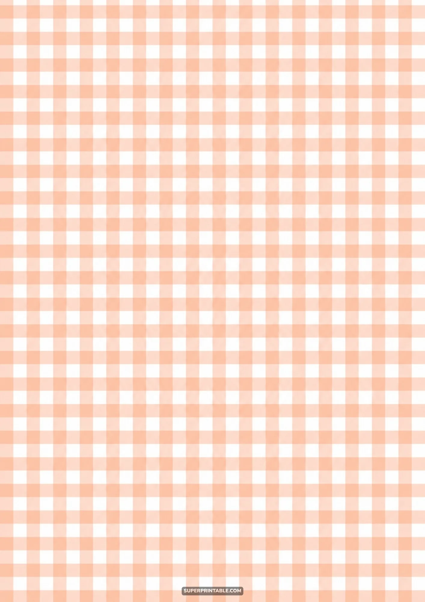 Warm pastel peach gingham grid check pattern brings vintage picnic style to crafts.