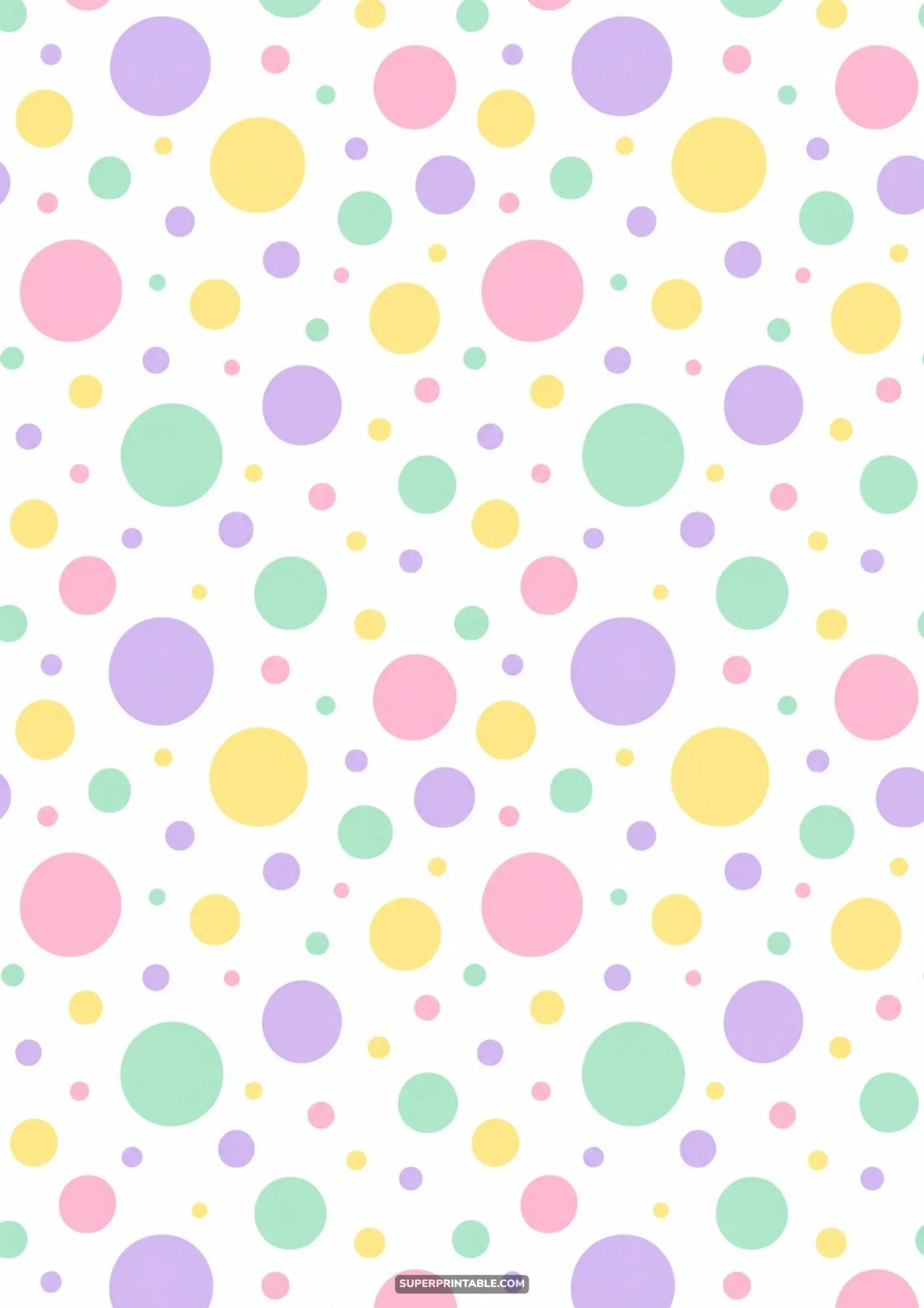 Pastel rainbow digital papers with playful multi-sized confetti dots on bright white.
