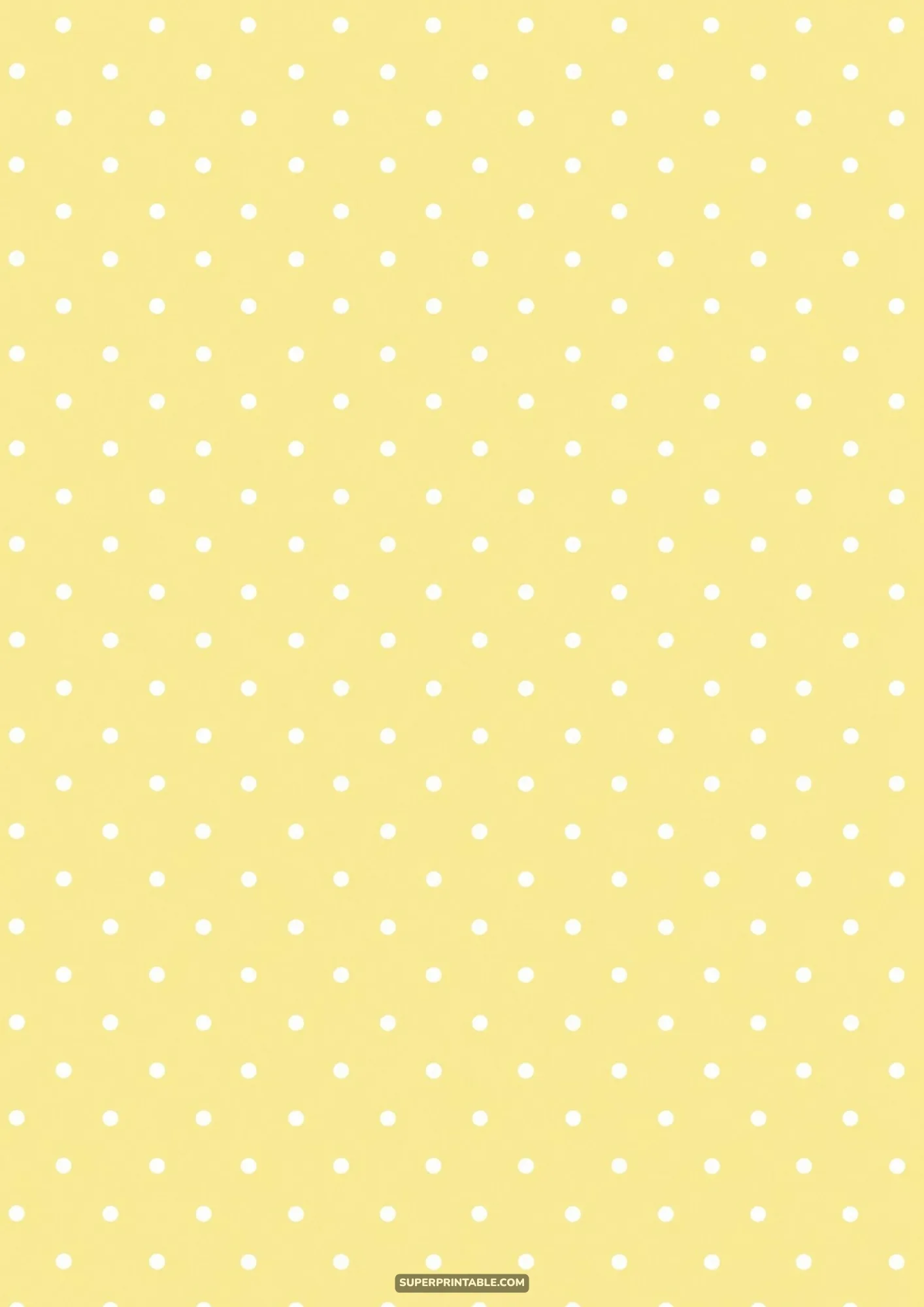 Crisp white polka dots arrange diagonally on a warm pastel buttercup yellow ground.