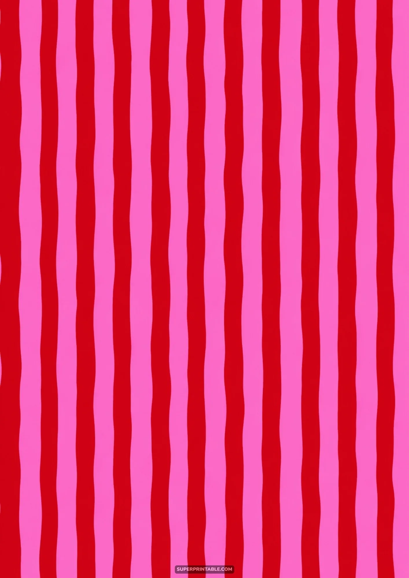 Vertical painterly stripes alternating between deep red and bubblegum pink