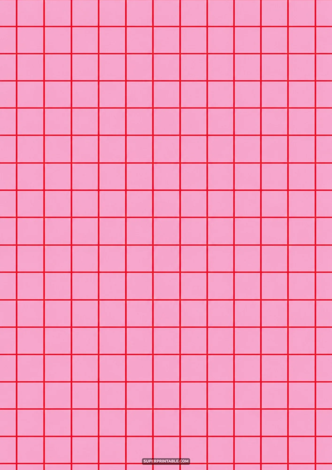 Pastel pink digital background paper featuring crisp red geometric grid lines forming even squares.