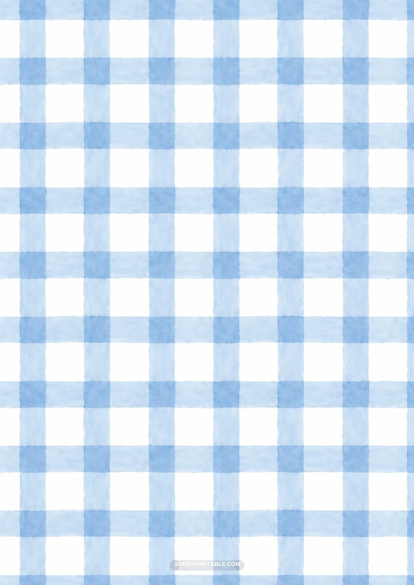 Classic gingham check pattern painted in soft powder blue watercolor wash