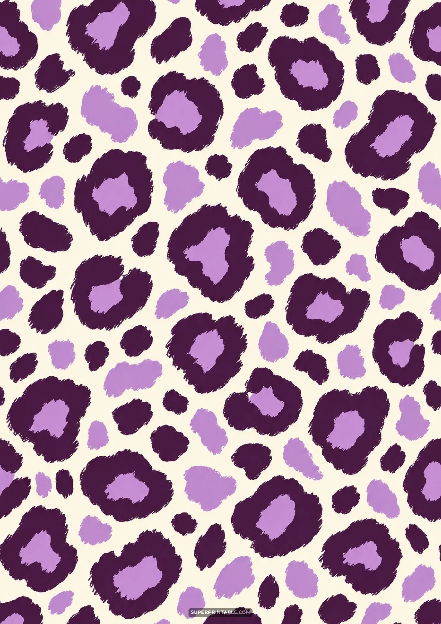 Textured retro vibes patterned digital papers showcasing two-tone purple and lilac leopard rosettes.