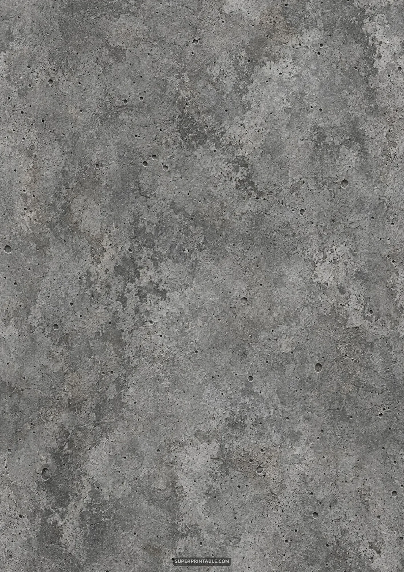 Raw mottled grey industrial concrete texture detailed with pinhole pores and stone aggregate