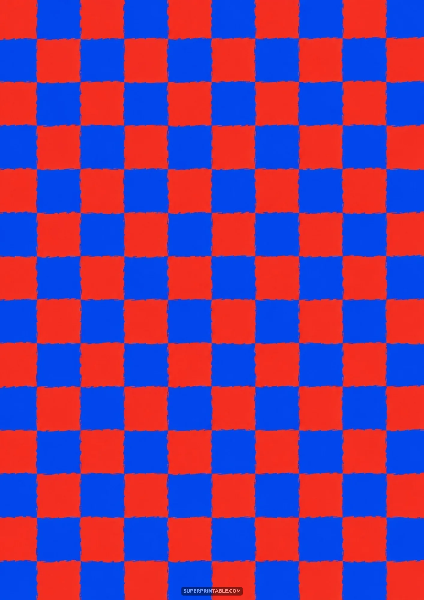 High contrast checkerboard pattern composed of vibrant red and blue squares