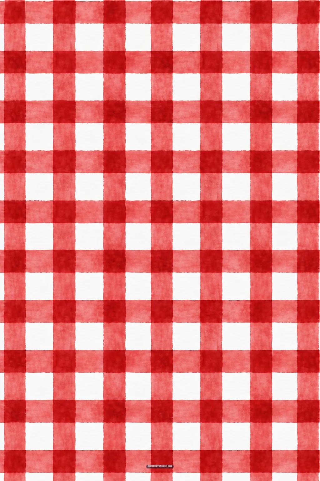 Classic red and white watercolor gingham check plaid pattern for rustic scrapbooking and paper crafts