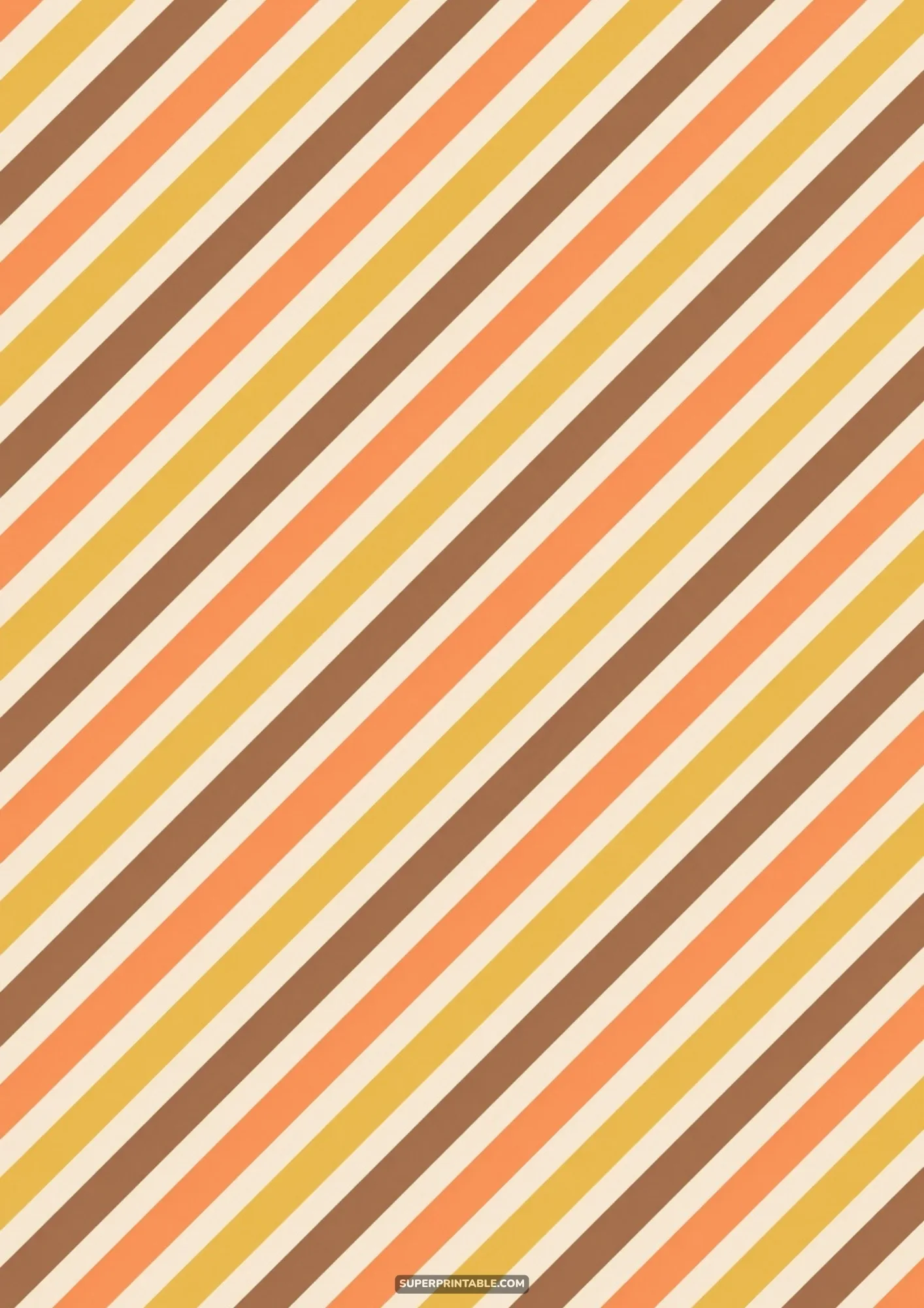 Diagonal stripes in warm retro fall shades of mustard yellow, pumpkin orange, and brown