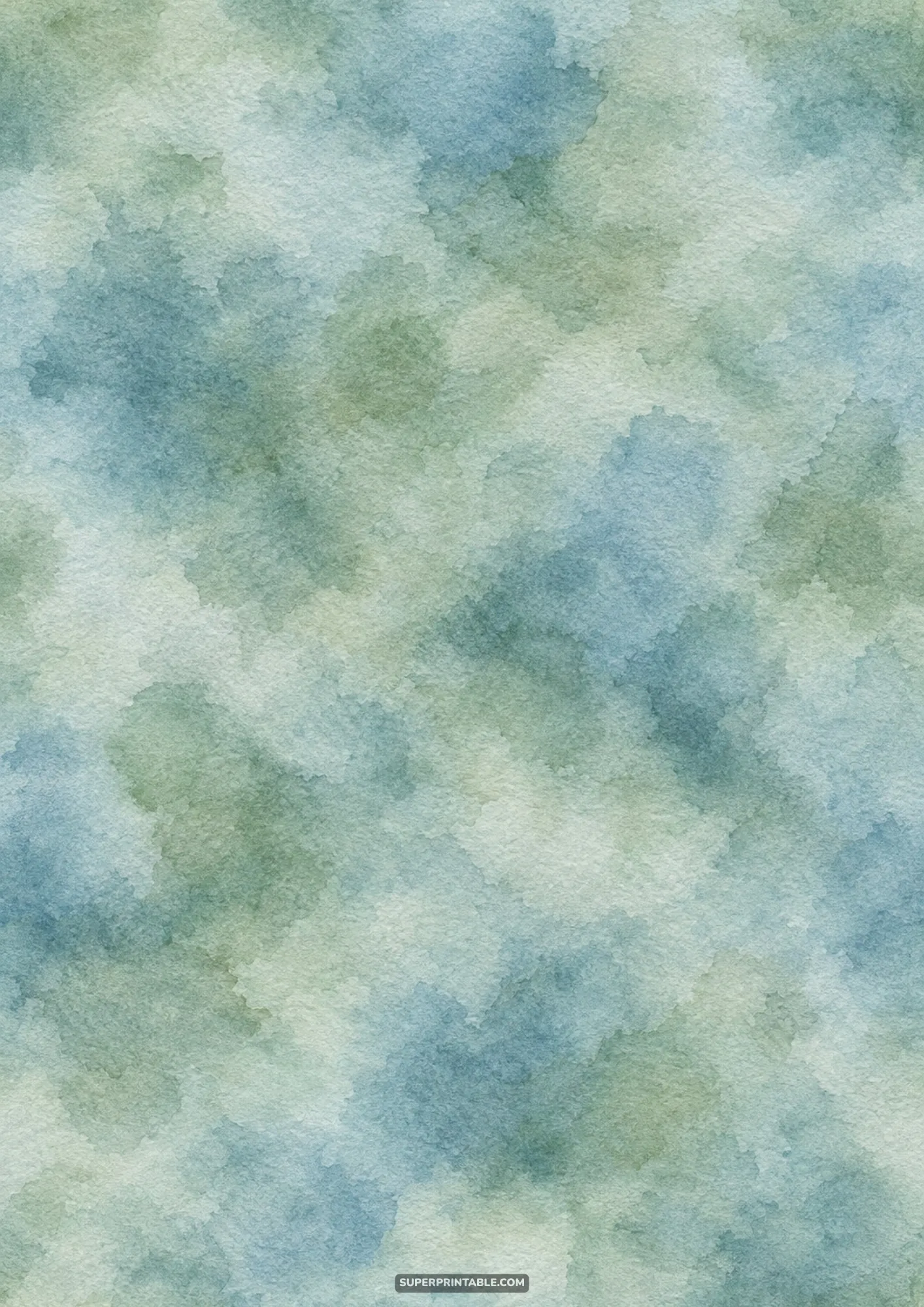 Soft blended sage green and slate blue watercolor wash texture on artisan paper