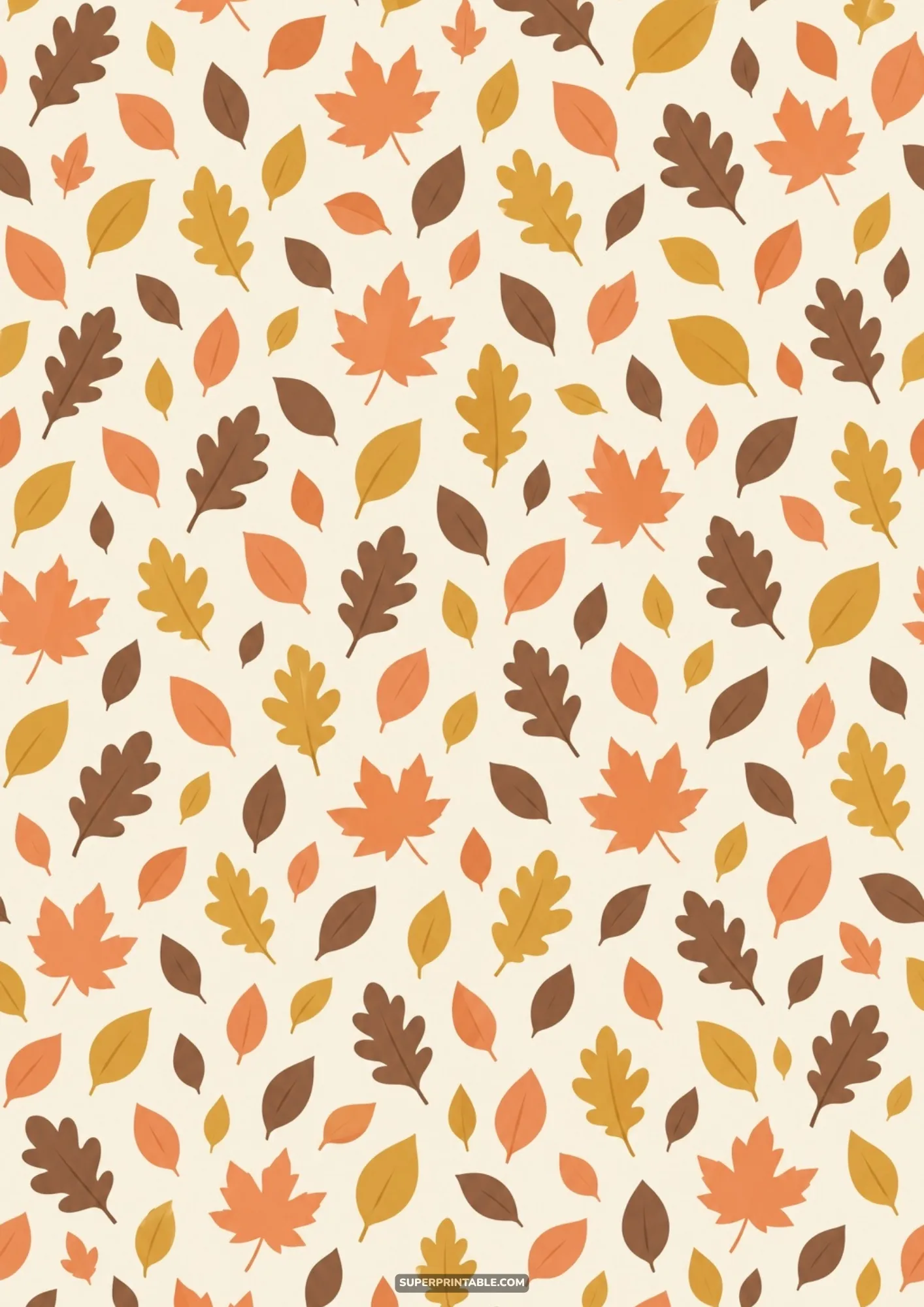 Assorted pastel autumn digital papers showcasing tossed fall leaves in orange and gold