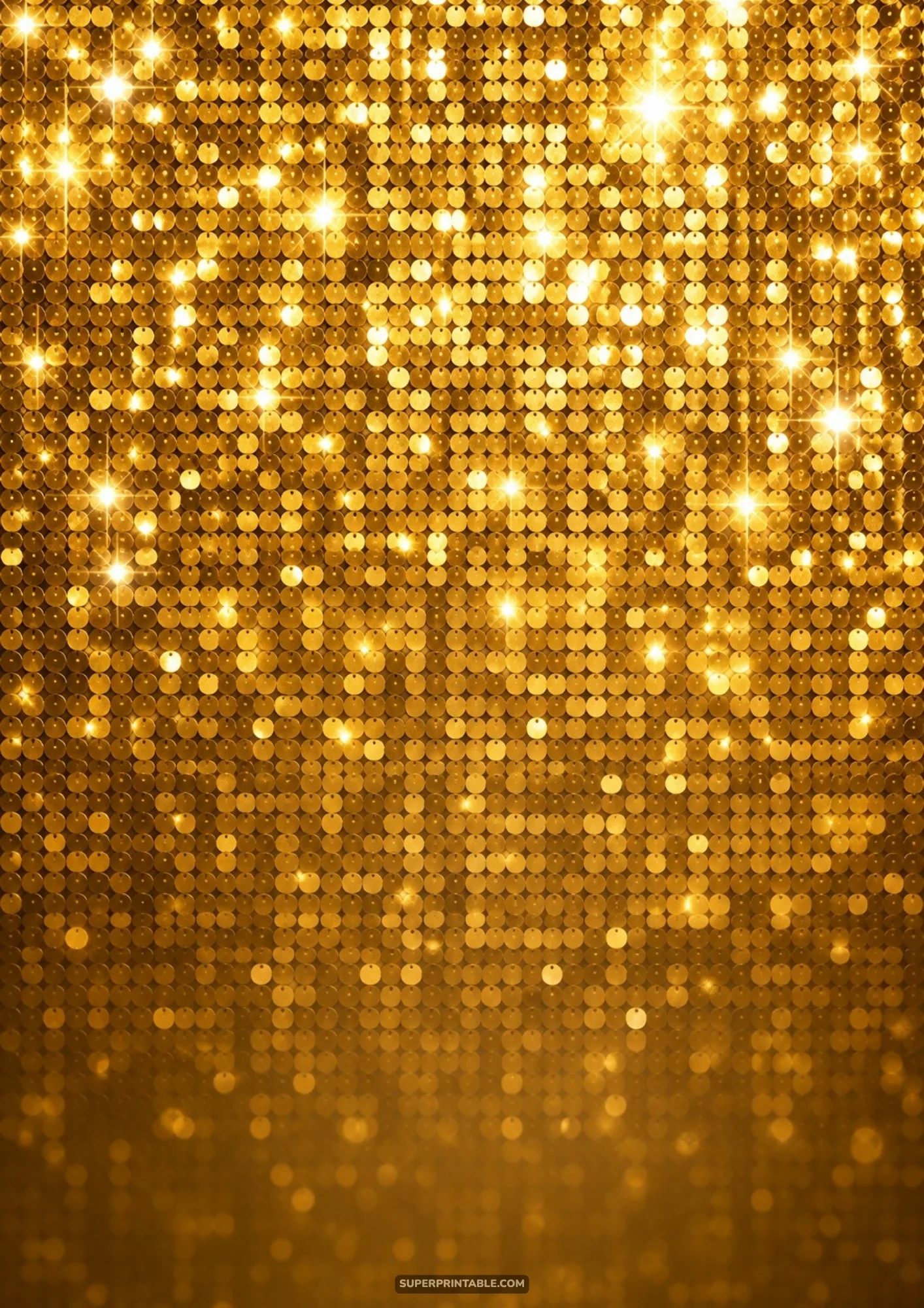 Shimmering gold sequin wall with glistening round metallic spangles and flares