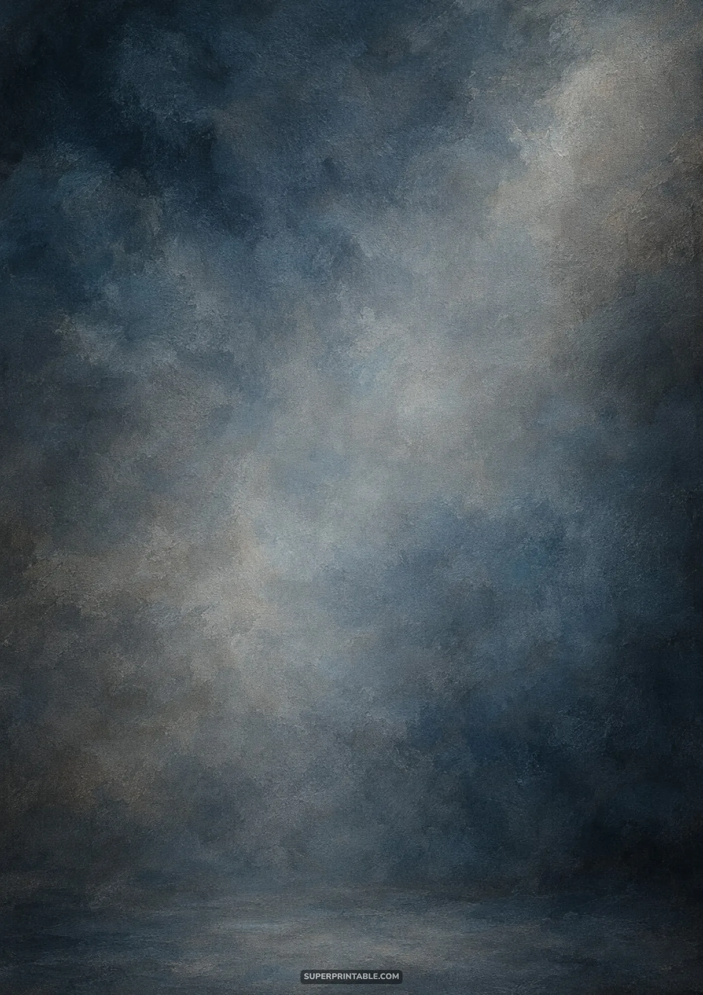 Misty slate blue fine art portrait studio backdrops with textured paint effects.